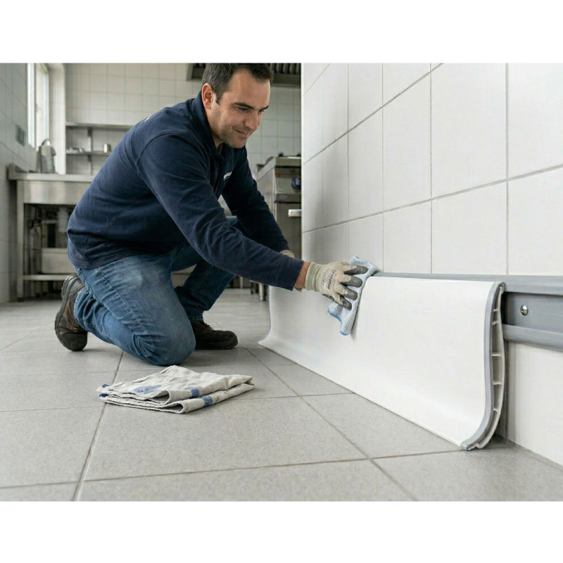 Instalacion de zócalo sanitario rígido de 7.2cm color blanco