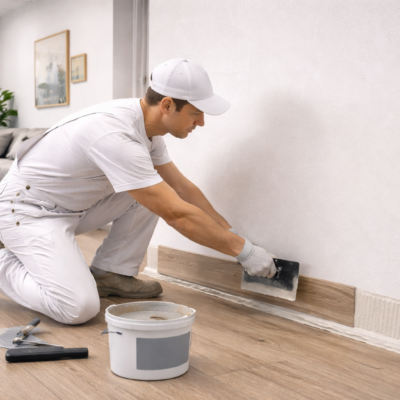 Instalacion de zócalos LVT (con pegamento)