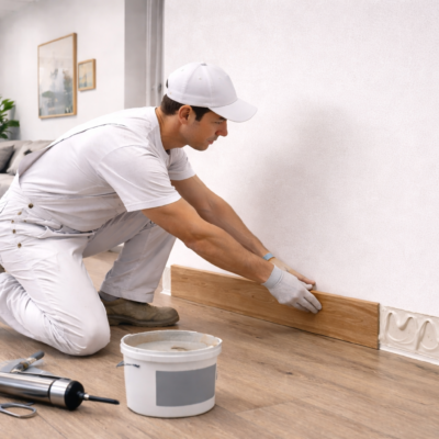 Instalacion de zócalos madera (con pegamento)